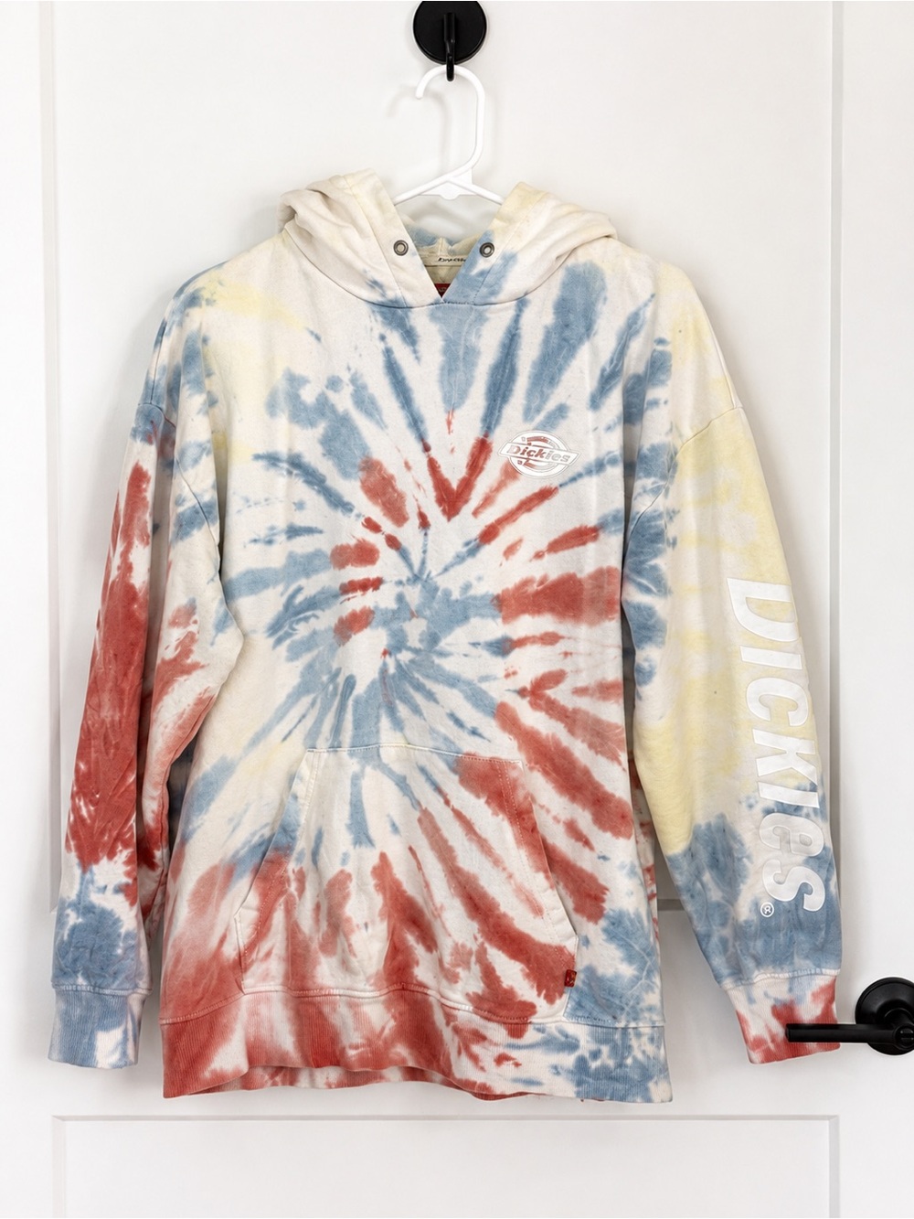 Dickies Girl Tie Dye Logo Hoodie Blue Rust Cream 100% Cotton Y2K